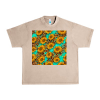 French Oak sunflowers and leopard western seamless pattern Urban Heavy Tee - BundleAndBundleShop
