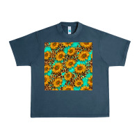Midnight Navy sunflowers and leopard western seamless pattern Urban Heavy Tee - BundleAndBundleShop