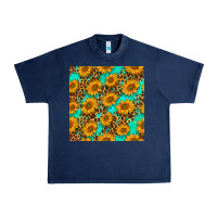 Navy sunflowers and leopard western seamless pattern Urban Heavy Tee - BundleAndBundleShop