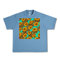 Pebble Blue sunflowers and leopard western seamless pattern Urban Heavy Tee - BundleAndBundleShop