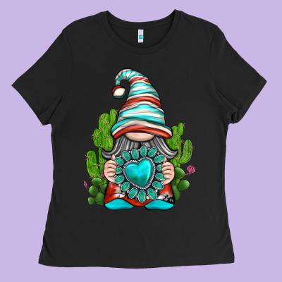 Ladies Tee western gnome with turquoise gemstone