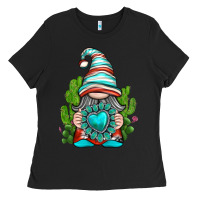 Black western gnome with turquoise gemstone Ladies Tee - texasbilliewilder