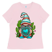 Bubblegum Pink western gnome with turquoise gemstone Ladies Tee - texasbilliewilder