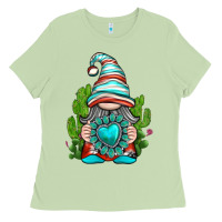 Matcha western gnome with turquoise gemstone Ladies Tee - texasbilliewilder