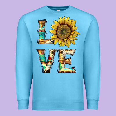 Western Love With Sunflower Premium Sweatshirt Designed By Artiststas