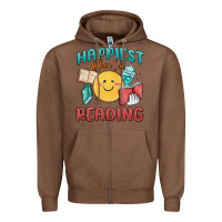 Chestnut happiest when i'm reading Zipper Hoodie - MaliasSmallBusiness
