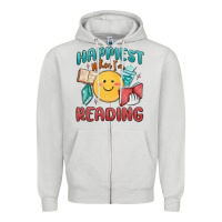 Dove Grey happiest when i'm reading Zipper Hoodie - MaliasSmallBusiness