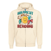 Sandshell happiest when i'm reading Zipper Hoodie - MaliasSmallBusiness