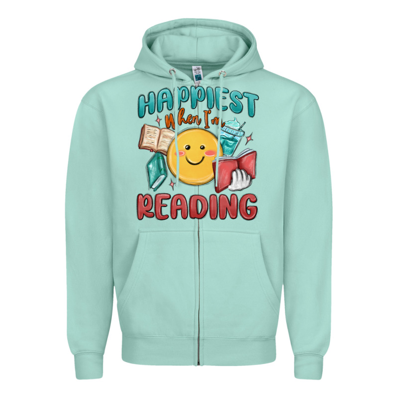 Happiest When I'm Reading Zipper Hoodie by MaliasSmallBusiness | Teevron