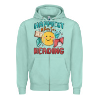 Seafoam happiest when i'm reading Zipper Hoodie - MaliasSmallBusiness