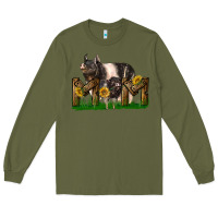 Army Green Western Mom With Hampshire Pig And Baby Pig Long Sleeve Tee - LillyAllenDesigns