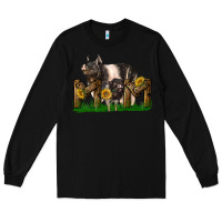 Black Western Mom With Hampshire Pig And Baby Pig Long Sleeve Tee - LillyAllenDesigns