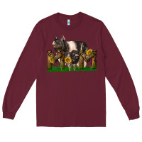 Burgundy Western Mom With Hampshire Pig And Baby Pig Long Sleeve Tee - LillyAllenDesigns