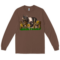 Chestnut Western Mom With Hampshire Pig And Baby Pig Long Sleeve Tee - LillyAllenDesigns