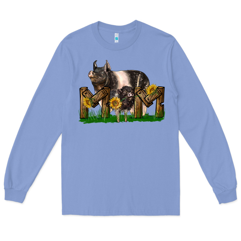 Western Mom With Hampshire Pig And Baby Pig Long Sleeve Tee by LillyAllenDesigns | Teevron