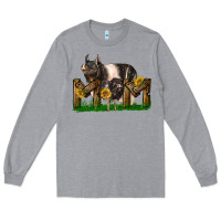 Heather Grey Western Mom With Hampshire Pig And Baby Pig Long Sleeve Tee - LillyAllenDesigns