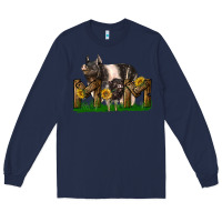 Navy Western Mom With Hampshire Pig And Baby Pig Long Sleeve Tee - LillyAllenDesigns