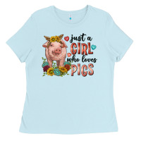 Baby Blue western just girl who loves pigs Ladies Tee - texasbilliewilder