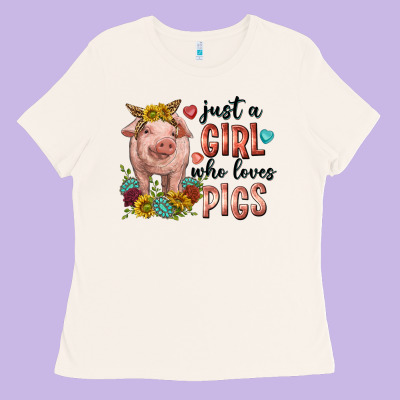 Ladies Tee western just girl who loves pigs