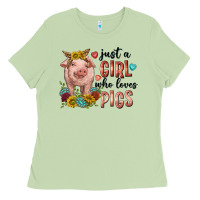 Matcha western just girl who loves pigs Ladies Tee - texasbilliewilder