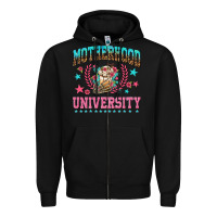 Black motherhood university with coffee Zipper Hoodie - NancyCooperArtShop