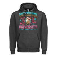 Charcoal Heather motherhood university with coffee Zipper Hoodie - NancyCooperArtShop