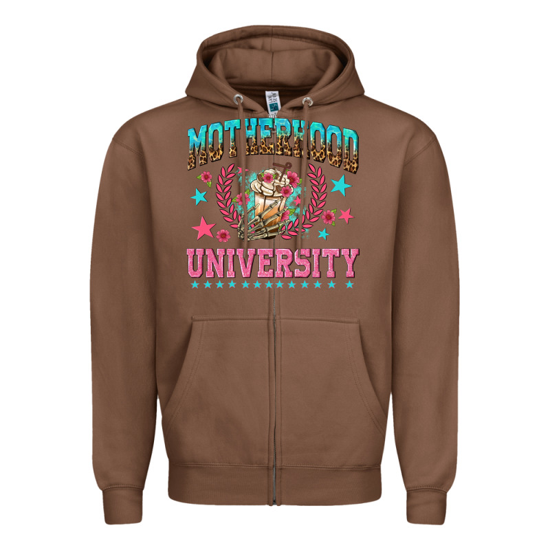 Motherhood University With Coffee Zipper Hoodie by NancyCooperArtShop | Teevron
