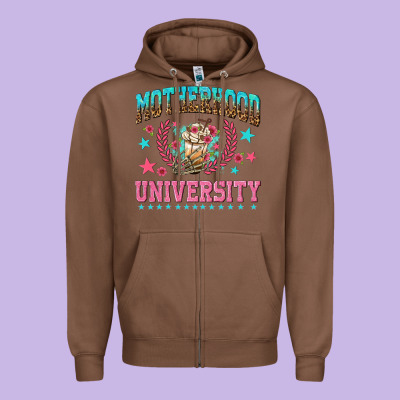 Motherhood University With Coffee Zipper Hoodie Designed By Nancycooperartshop