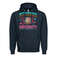Navy motherhood university with coffee Zipper Hoodie - NancyCooperArtShop