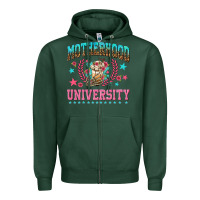 Sports Green motherhood university with coffee Zipper Hoodie - NancyCooperArtShop