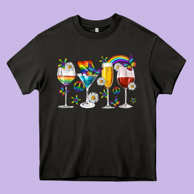 Pride Lgbtq Wine Cups And Glasses Heavy Core Tee Designed By Texasbilliewilder