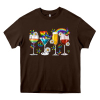 Chocolate Brown pride lgbtq wine cups and glasses Heavy Core Tee - texasbilliewilder