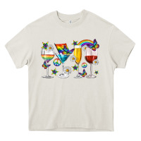 Cream pride lgbtq wine cups and glasses Heavy Core Tee - texasbilliewilder