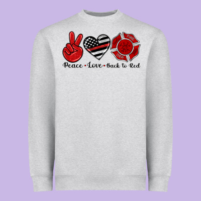 Peace Love Back To Red Heavyweight Sweatshirt Designed By Artiststas