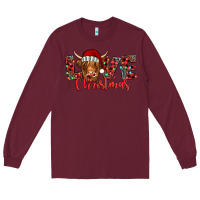 Burgundy love christmas highland cow and turquoise gemstone Long Sleeve Tee - Jasminsmagicworld