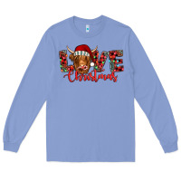 Colony Blue love christmas highland cow and turquoise gemstone Long Sleeve Tee - Jasminsmagicworld