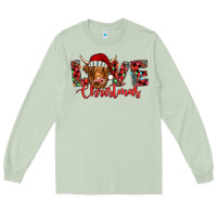 Matcha love christmas highland cow and turquoise gemstone Long Sleeve Tee - Jasminsmagicworld