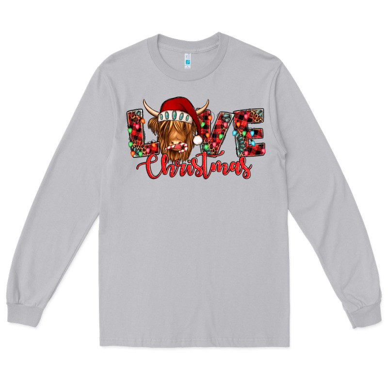 Love Christmas Highland Cow And Turquoise Gemstone Long Sleeve Tee by Jasminsmagicworld | Teevron