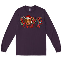 Plum love christmas highland cow and turquoise gemstone Long Sleeve Tee - Jasminsmagicworld
