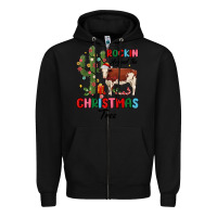 Black rockin around the christmas tree Zipper Hoodie - MaliasSmallBusiness