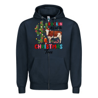 Navy rockin around the christmas tree Zipper Hoodie - MaliasSmallBusiness