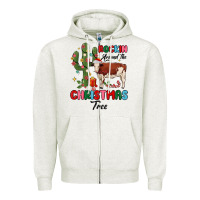 Oatmeal Heather rockin around the christmas tree Zipper Hoodie - MaliasSmallBusiness
