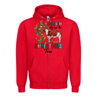 Red rockin around the christmas tree Zipper Hoodie - MaliasSmallBusiness
