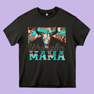 Wranglin Mama Heavy Core Tee Designed By Zillion Design Studio