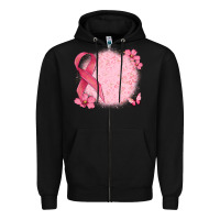Customized Breast Cancer Ribbon And Background Zipper Hoodie | Teevron