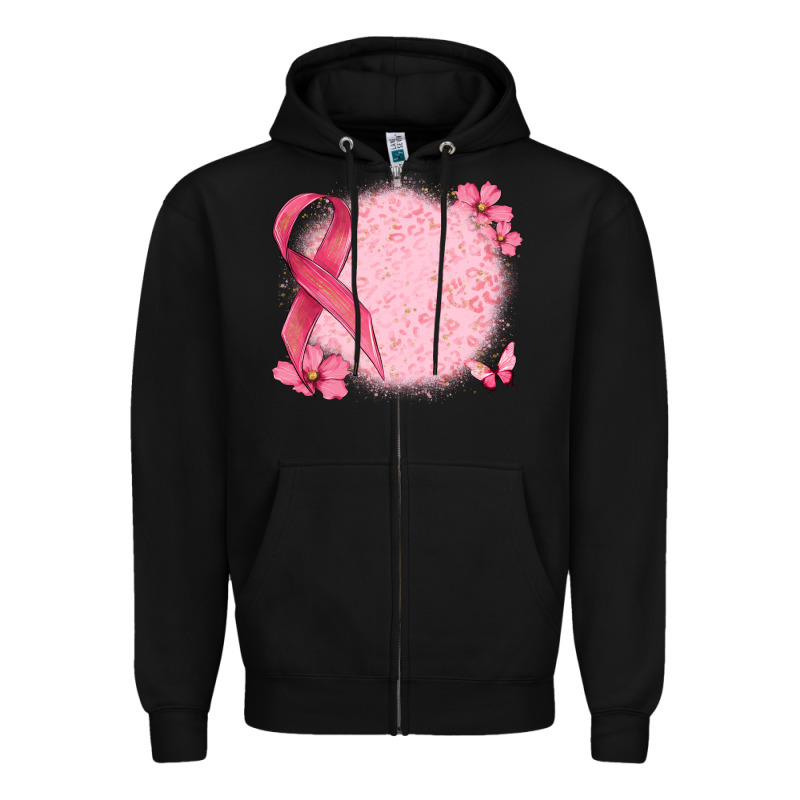 Customized Breast Cancer Ribbon And Background Zipper Hoodie by MaliasSmallBusiness | Teevron