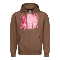 Chestnut customized breast cancer ribbon and background Zipper Hoodie - MaliasSmallBusiness