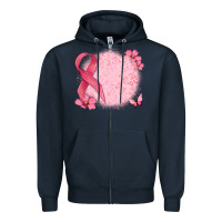 Navy customized breast cancer ribbon and background Zipper Hoodie - MaliasSmallBusiness
