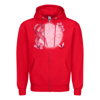 Red customized breast cancer ribbon and background Zipper Hoodie - MaliasSmallBusiness