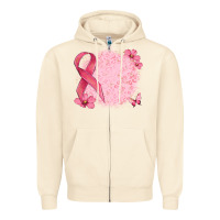 Sandshell customized breast cancer ribbon and background Zipper Hoodie - MaliasSmallBusiness